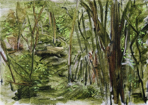 Tree Grouping III, 10" x 14", acrylic on canvas, 2005, private collection. Tree Grouping III, 10" x 14", acrylic on canvas, 2005, private collection.